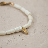 #Coral White Anklet