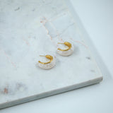 #White Earrings Gold