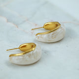 #White Earrings Gold